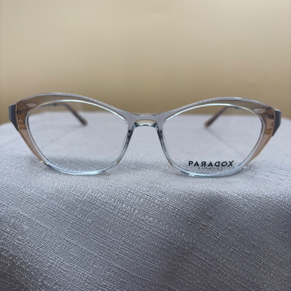 Paradox P5070 Cat Eye Glasses Frames Clear Tan Gradient Silver 52-16-135 010